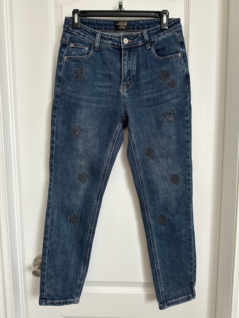 Coco Amoni Women's Dark Blue Embellished Jeans